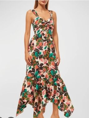 Misa Los Angeles Floral Midi Dress in Pink, Green&Brown. Size M&L available NWTS